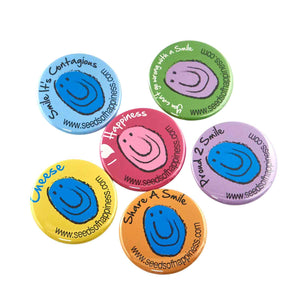 Smile Button Pins- Pack of 6